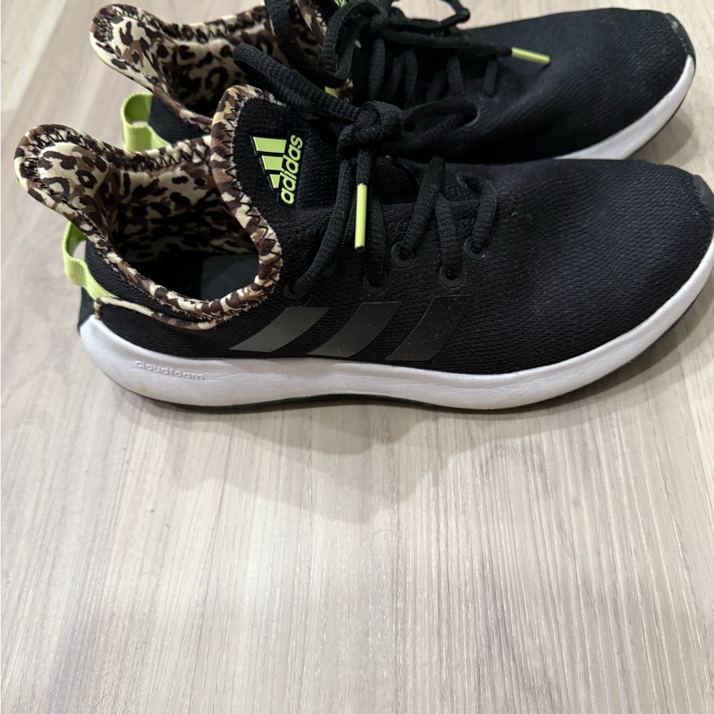 Adidas Black and Leopard Print Sneakers